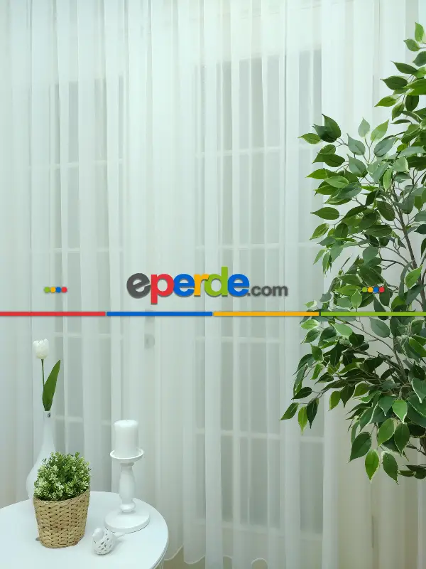 Salon Tül - Ekru Tergal Vual Düz Tül Perde- Ekru