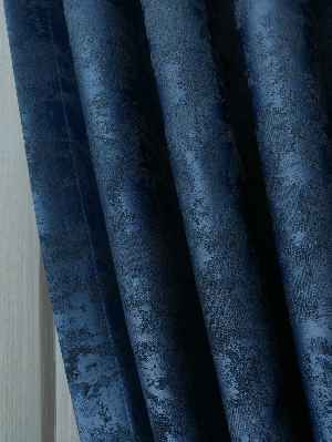 Patinedesenli Mavi Renk Jakar Desenli Fon Perde- Mavi