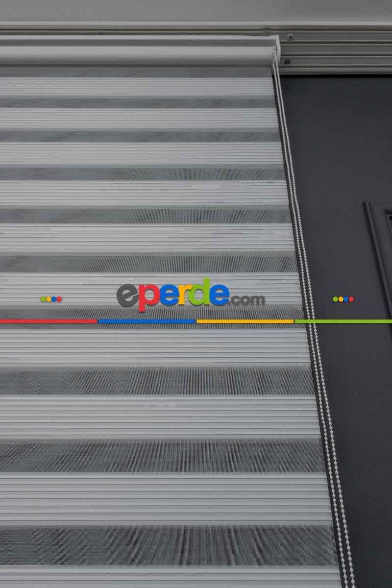 80x200 Hazır Beyaz Dar Plise Zebra Perde