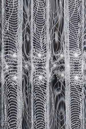 Şeritli Papatya Nakış İşlemeli Brode Tül Perde