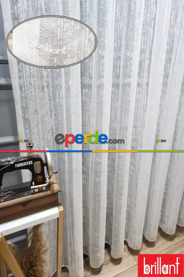 Brillant Ağaç Kabuğu Yeni Model Tasarım Modern Tül Perde