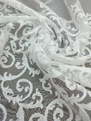 Yeni Seri Duble Etek Nakış İşlemeli Tül Perde Brillant- Ekru