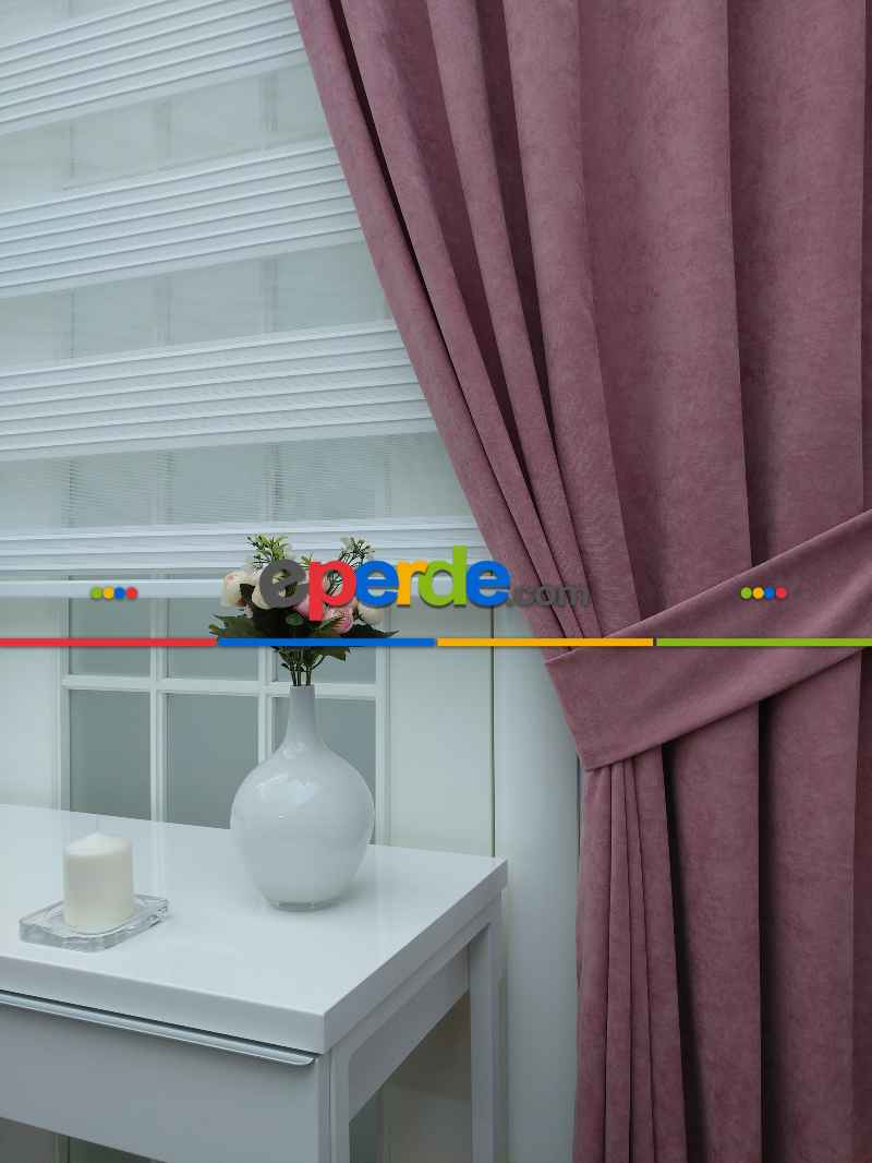 Mutfak - Pembe - Düz Fon Perde 827