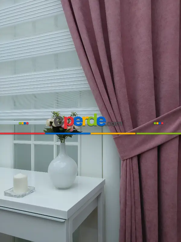 Yatak Odası - Pembe - Düz Fon Perde 827