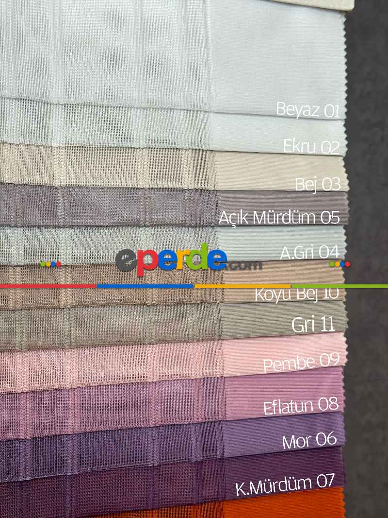 Brillant Akıllı Tül Perde, 20 Farklı Renk Çizgili Tül Dikey Zebra Perde Düz 1. Kalite