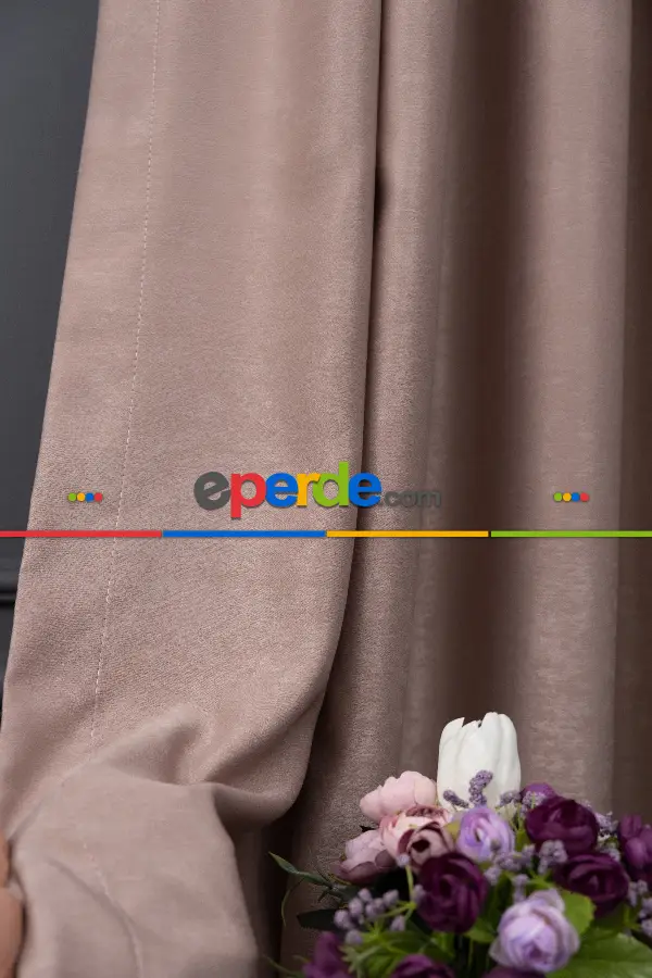 Salon - Soft Fon Perde Pudra Pembesi Dökümlü En - Pembe Pudra Pembe