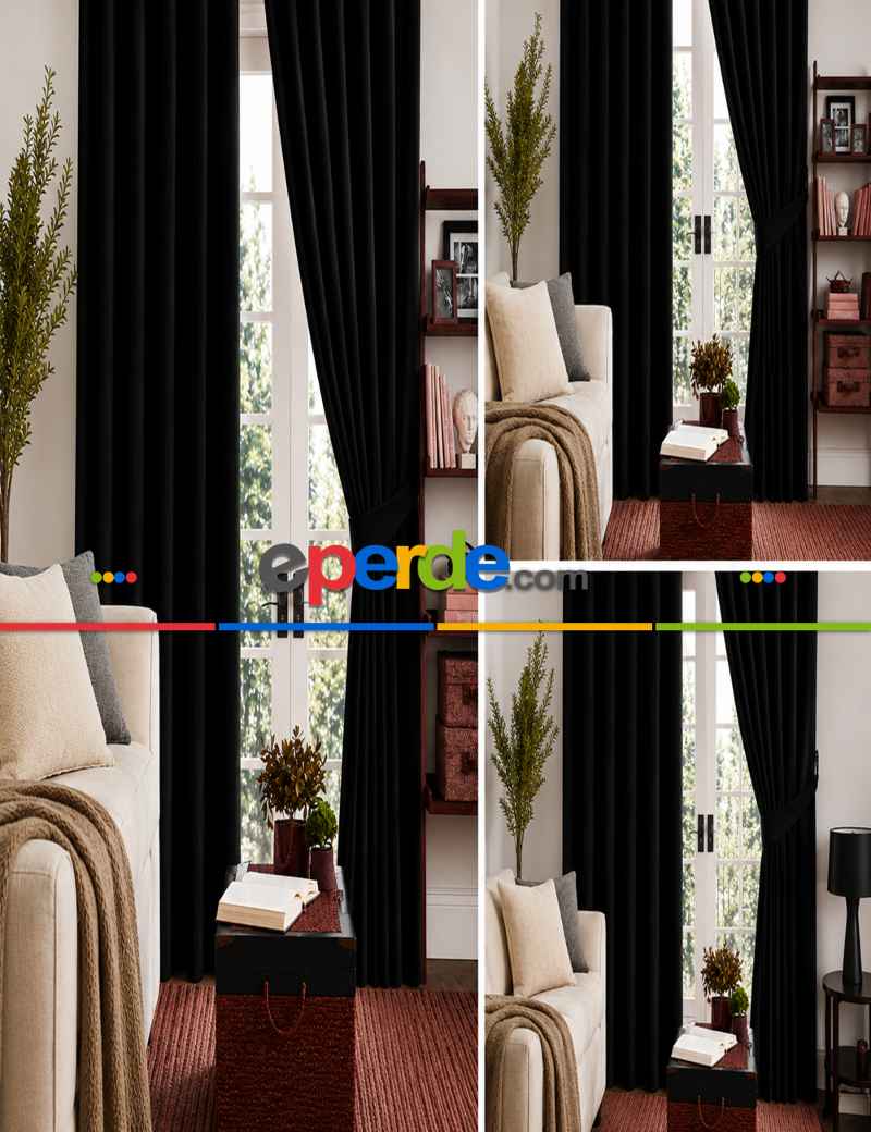 Salon - Siyah Blackout Karartma Perde