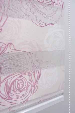 Çiçek Desen Zebra Perde- Pembe