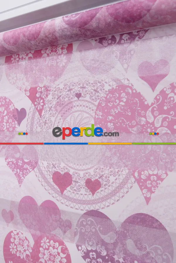 Kalpli Desen Zebra Perde- Pembe Koyu