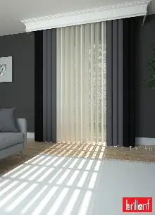 Brillant Akıllı Tül Siyah-koyu Antrasit Perde Tül Dikey Zebra Perde Düz 1. Kalite