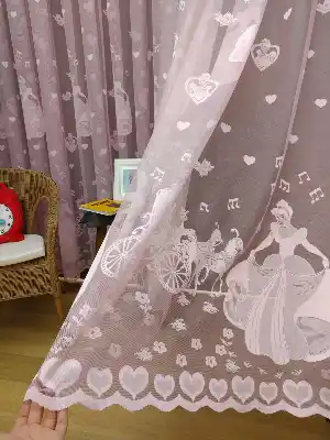 Pembe Kız Çocuk Odası Tül Perde Sindirella- Pembe