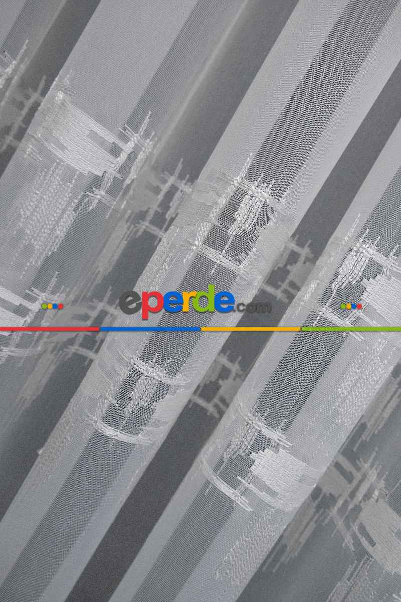 Oturma Odası - Brillant Örme Dantel Ekru Renk Yüksek Gramajlı Dökümlü Tül Perde- Ekru