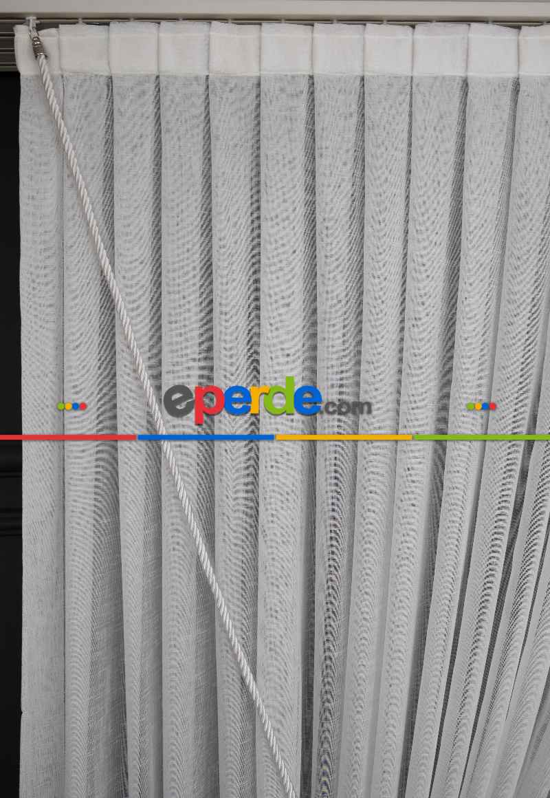 Salon Tül - Keten Yalancı Kruvaze - Tülden Fon - Halat İle Yana Toplamalı Tül - Kordon Toplama Tül - Çift Veya Tek Kanat - Aksesuar İlave Ücretlidir - Kurşunlu Tül