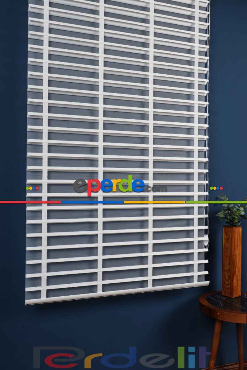 Perdelit Beyaz 50mm Silüet Kumaş Jaluzi Perde