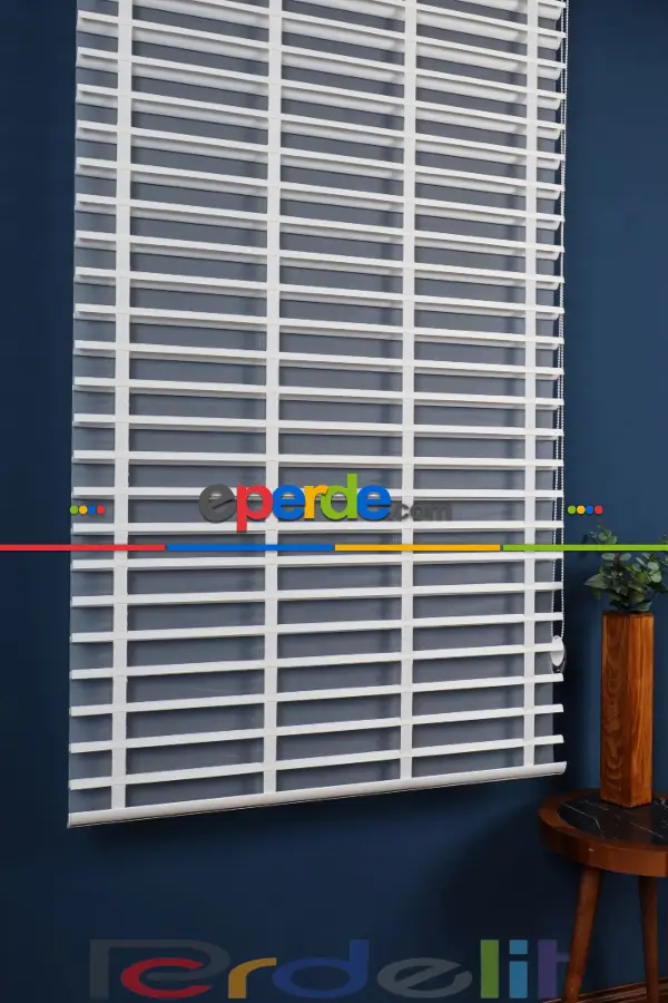 Perdelit Beyaz 50mm Silüet Kumaş Jaluzi Perde