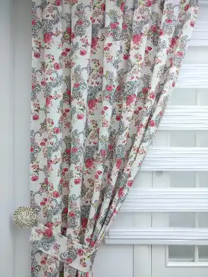 Çiçek Gül Ve Osmanlı Desenli Fon Perde ( Leke Tutmaz )- Pembe