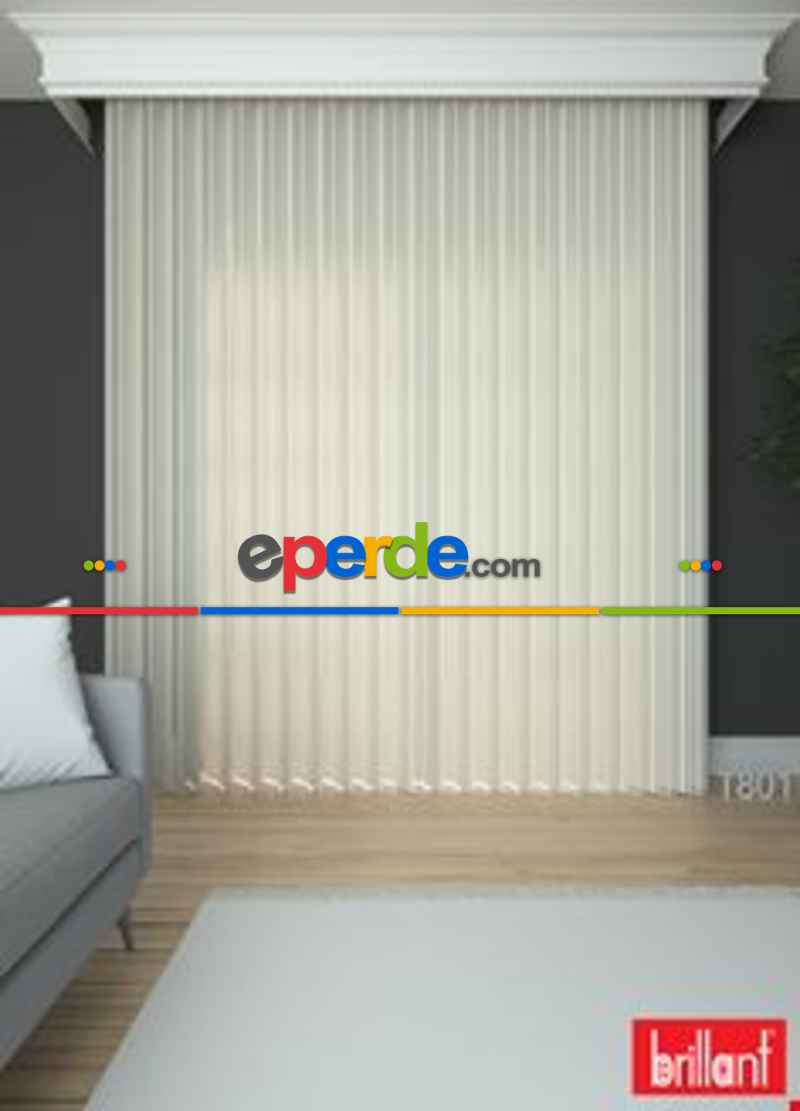 30cm'lik Brillant Akıllı Tül Perde Ekru Renkli Tül Dikey Perde Düz 1. Kalite (11cm Alanda Çalışır)