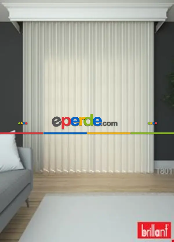 30cm'lik Brillant Akıllı Tül Perde Ekru Renkli Tül Dikey Perde Düz 1. Kalite (11cm Alanda Çalışır)