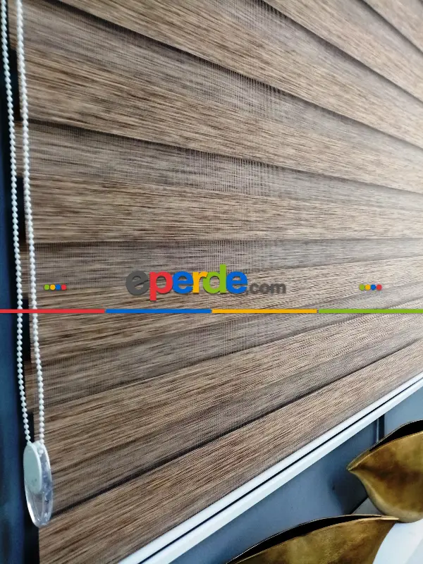 Oturma Odası - Bambu Zebra 2021 Sezonu Kahverengi Kırçıllı A Kalite Bambu Zebra Perde- Kahve Koyu