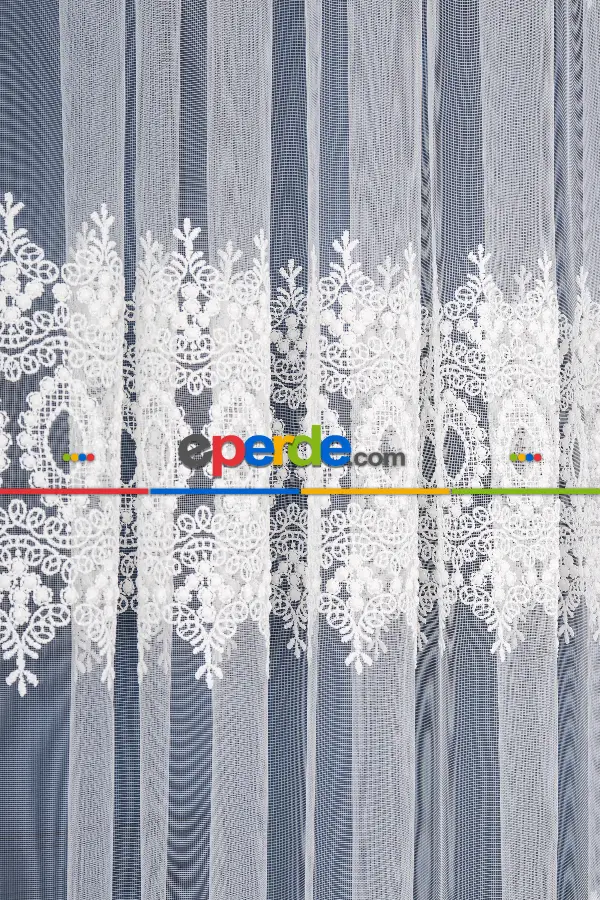 Salon Tül Modelleri - Elit Brode İşlemeli Tül Perde Özel Seri 105