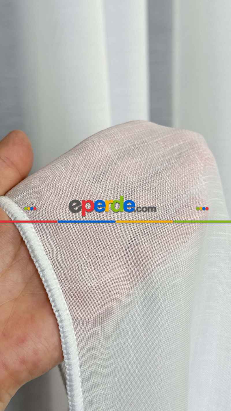 Salon - Beyaz, Büzgülü Ekstraforlu, Tül Perde