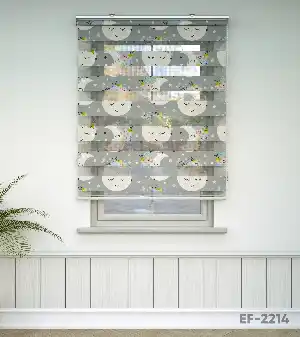 Yıldız Desenli Baskılı Zebra Perde- Çok Renkli