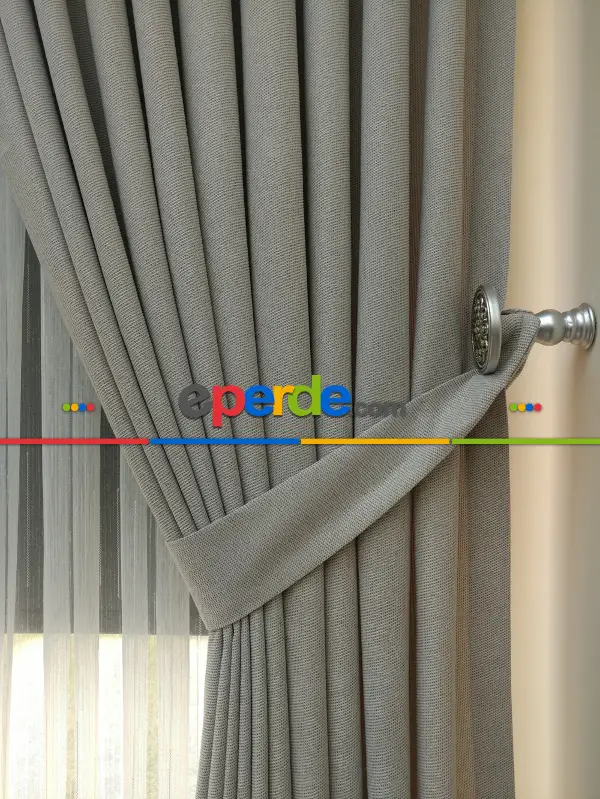 Pudra - Düz Fon Perde ( En 180cm Dökümlü Fon Perde)- Gri-füme-antrasit-bej