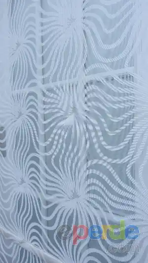 Ekru Desenli Çiftli Sistem Stor Perde- Krem Açık