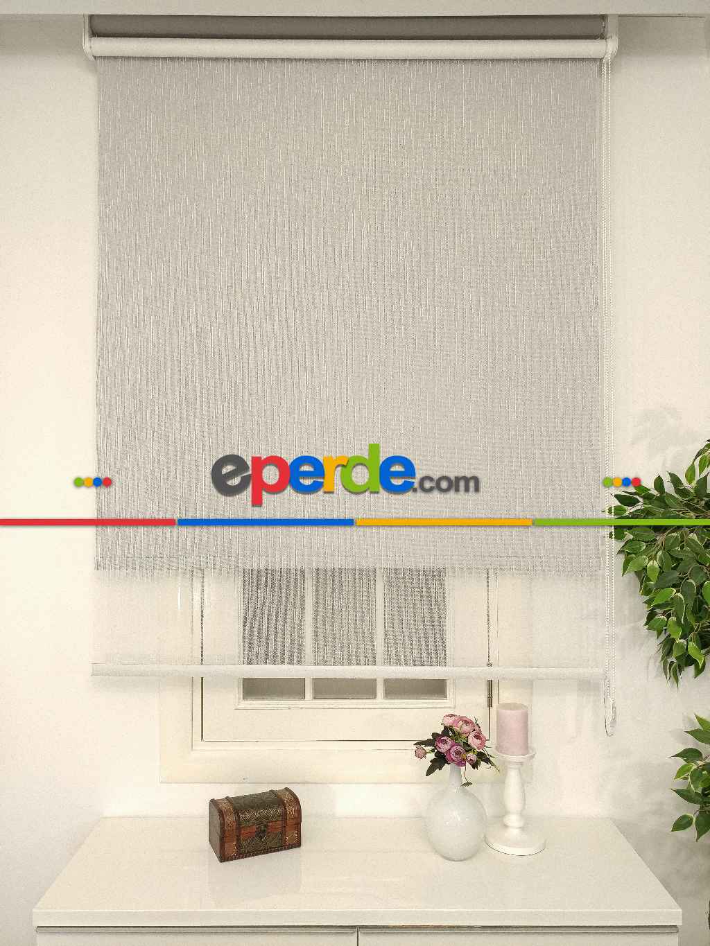 Çiftli Sistem Tül Stor Beyaz Örme Tül- Beyaz