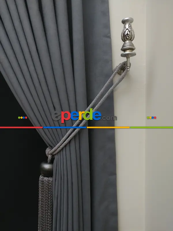 Gri Düz Renk Dökümlü Fon Perde (150)- Gri