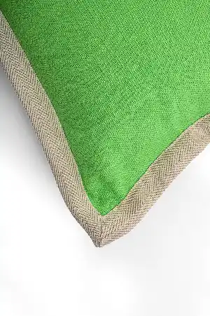 Bej Biyeli Yeşil Keten 35x55 Kırlent Kılıfı- Yeşil