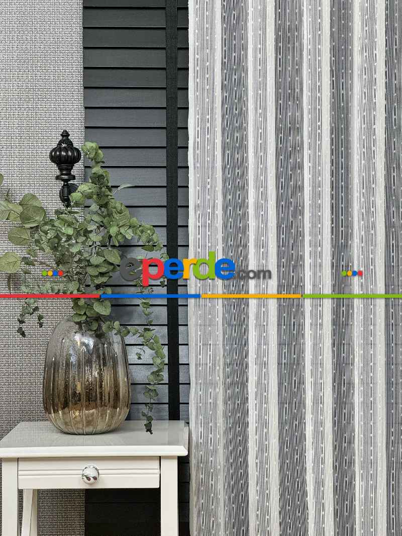 Mutfak Tül Çizgili Ponponlu Tül Perde - Ürün Videosu Açıklamada Vardır