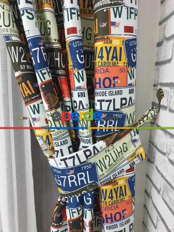 Pop Art Fon Perde K605 P - Kumaşı Kalındır Duck Bezi Değildir.- Lacivert-Yeşil-Mavi-Sarı-Beyaz-Çok Renkli