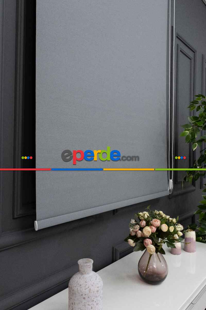 Stor Perde Düz Pvc Mat Stor Güneşlik 1 Kalite Yıkanabilir Gri Füme Antirasit