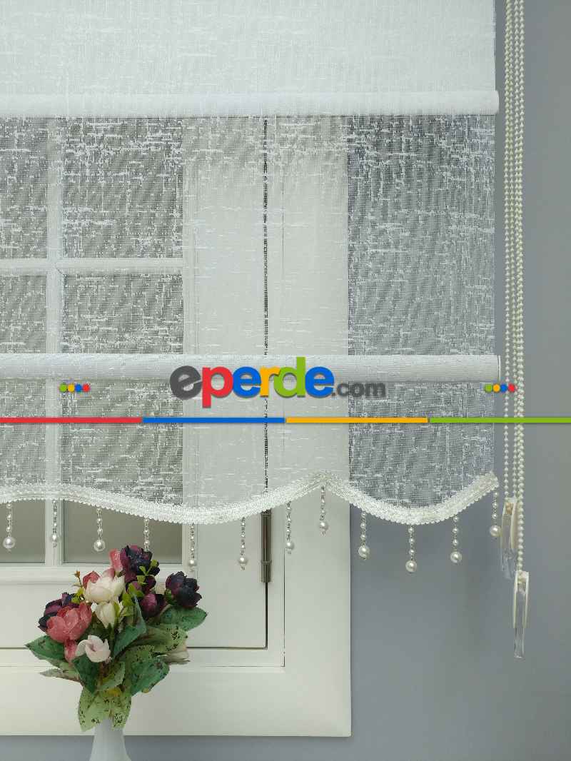 Çiftli Sistem Tül Ve Stor Perde - Keten Düz- Ekru