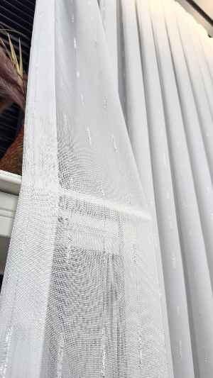 Düz Sade Tül, Sade Çizgili Tül Perde, Modern Ütü İstemez Kırışmaz Tül Perde, Havana Gümüş