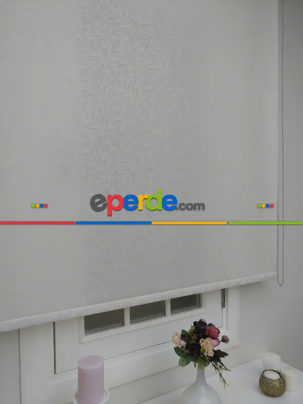 Salon Stor - Altın Simli Desenli Stor- Beyaz-altın Simli- Çok Renkli 2