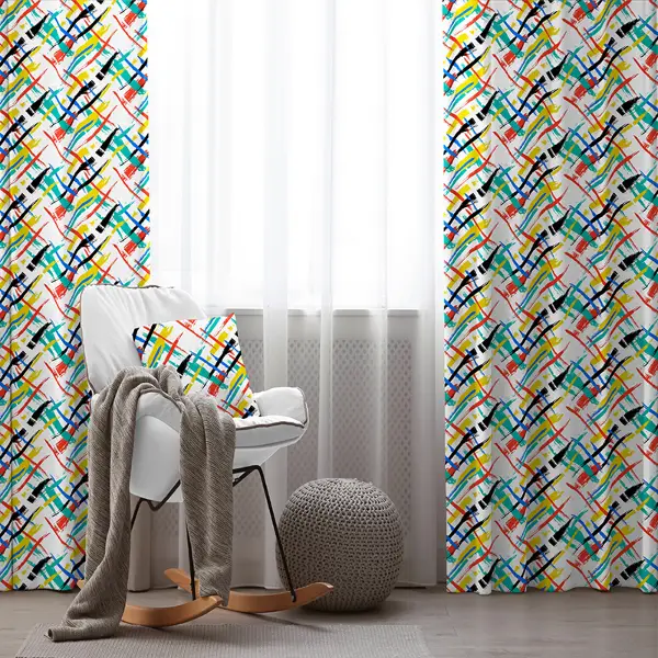 Renkli Çizgili Desenli Fon Perde Evim372 Kumaşı Kalındır Duck Bezi Değildir- Mavi-beyaz