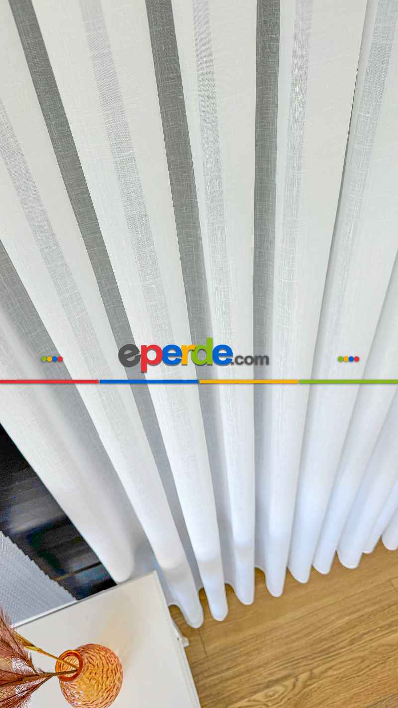 Ekru Naturel Keten Tül Perde - Ütü İstemez - Kurşunlu - S Pile Seçenekli - Premium Kalite
