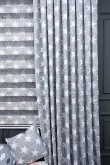 Kız ve Erkek Çocuk Odası Fon Perde - Gri Beyaz