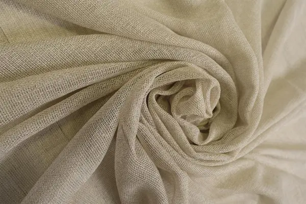 Damla Keten Görünümlü Leno Tül Perde Pilesiz Bej