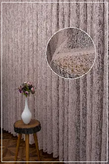 Yeni Tasarım Moda Cam Kırığı Örme Tül Perde Pudra - Pembe