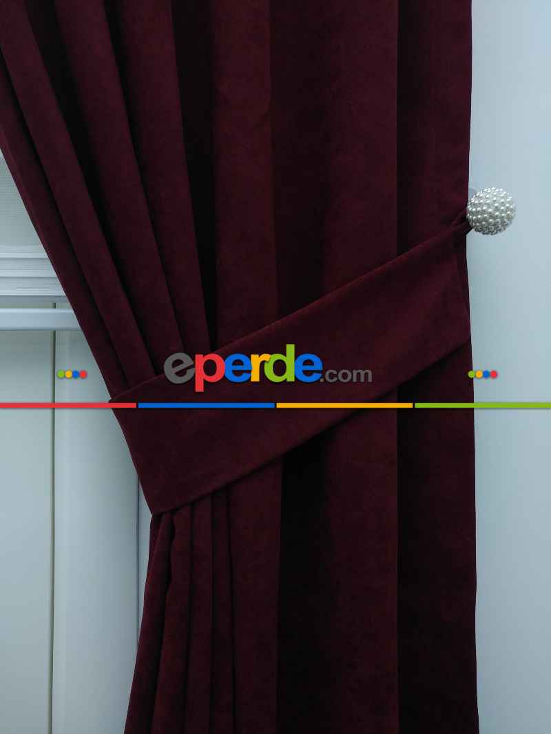 Salon Fon - Bordo - Düz Fon Perde ( 280 Eninde )- Bordo