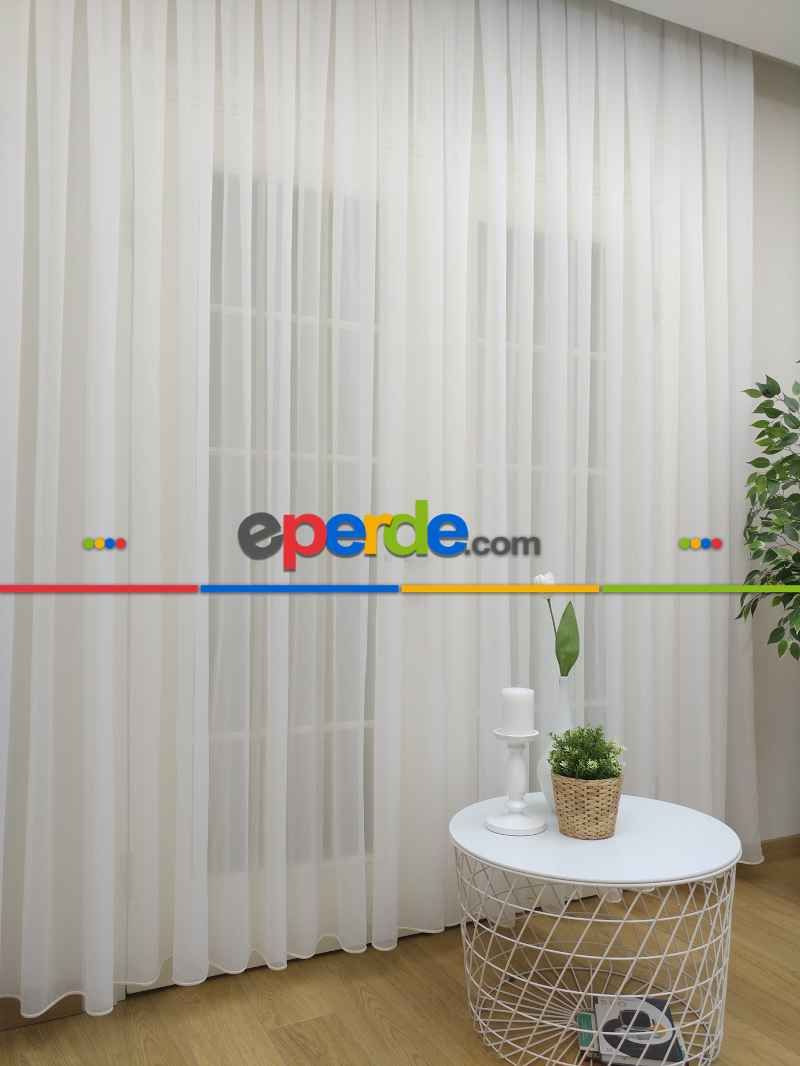 Ekru Kreep Düz Tül Perde Yeni Nesil Trend Tül Üreticiden Satış- Ekru