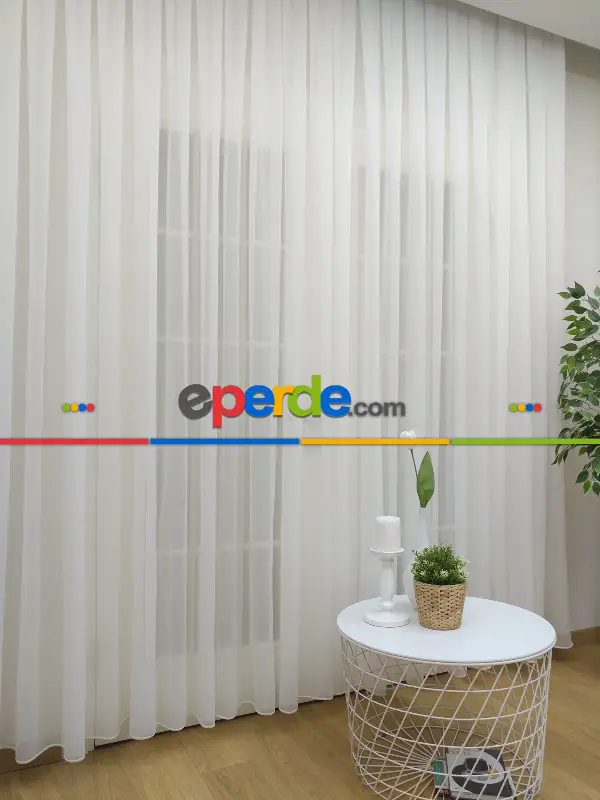 Salon - Ekru Kreep Düz Tül Perde Yeni Nesil Trend Tül Üreticiden Satış- Ekru