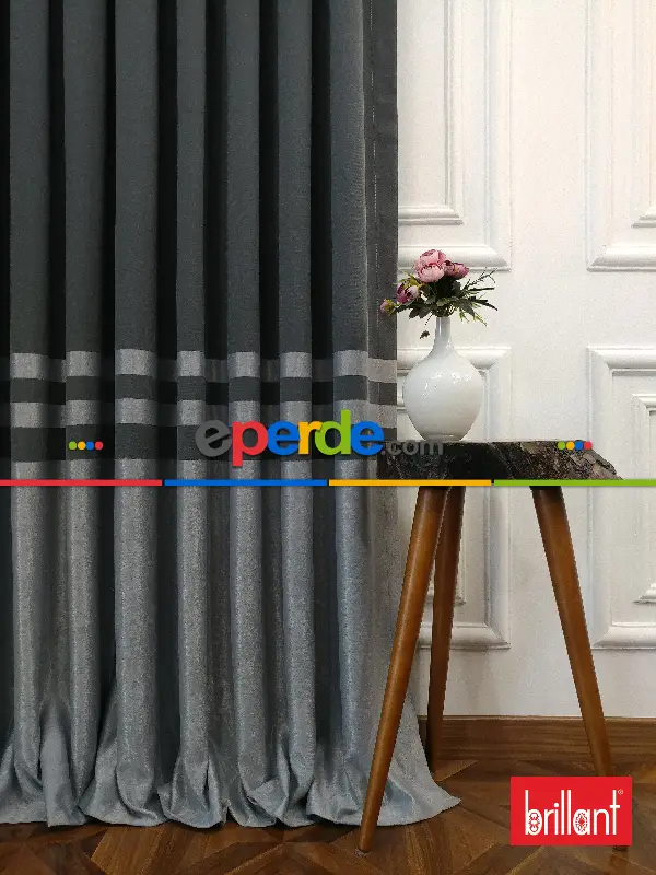 Brillant Süet Pano Fon Perde 180cm Yeni Sezon- Gri Açık-antrasit