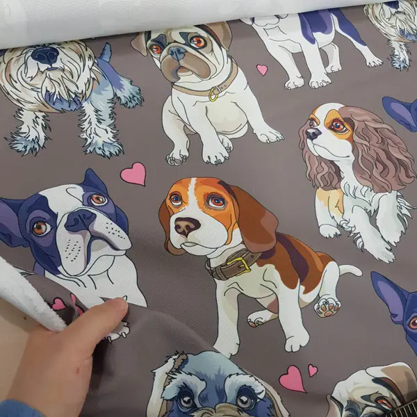 Köpek Desenli Fon Perde Evm623 Kumaşı Kalındır Duck Bezi Değildir- Siyah-Lacivert-Kahverengi-Beyaz-Pembe