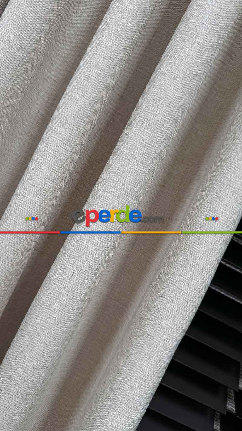 Krem Düz Naturel Keten S Pile Fon Perde, Premium Kalite Serisi Ağır Gramajlı