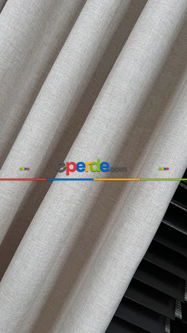 Krem Düz Naturel Keten S Pile Fon Perde, Premium Kalite Serisi Ağır Gramajlı