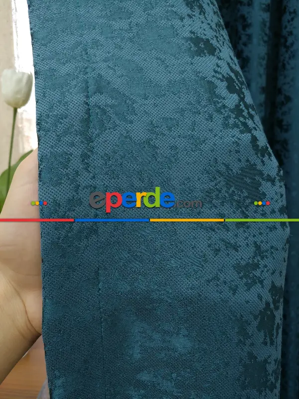 Petrol Duz Jakar Fon Perde (150)- Petrol Mavisi